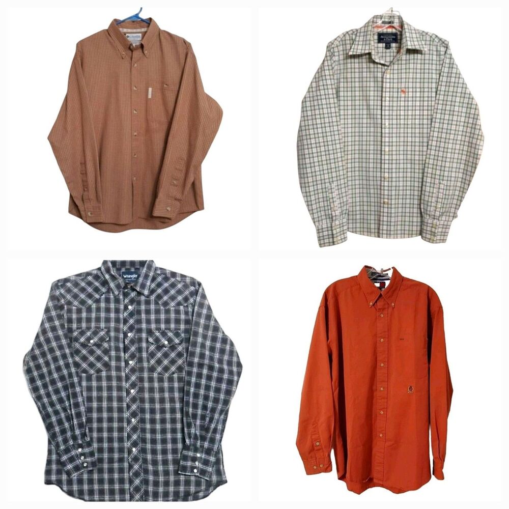 Mens Size Medium Long Sleeve Shirts Button Down Lot Of 4